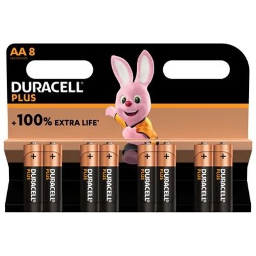  Duracell MN1500 AA Plus 100% Alkaline blister 8 