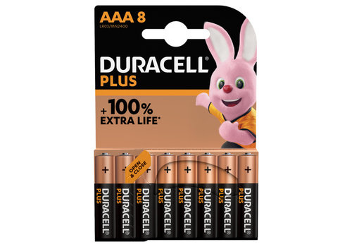  Duracell MN2400 AAA Plus 100% Alkaline blister 8 