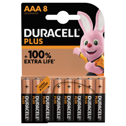  Duracell MN2400 AAA Plus 100% Alkaline blister 8 