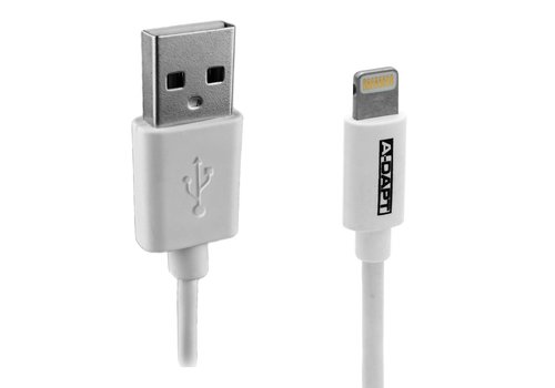  A-DAPT Data en Laadkabel USB-A > Apple 8-pins MFI 1m wit 