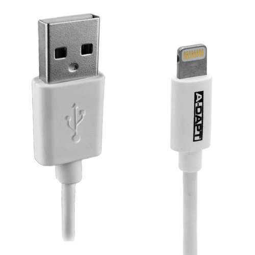  A-DAPT Data en laadkabel USB-A > Apple 8-pins MFI 1m wit 