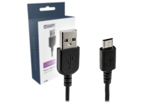  A-DAPT Data en laadkabel Micro USB 2m zwart 