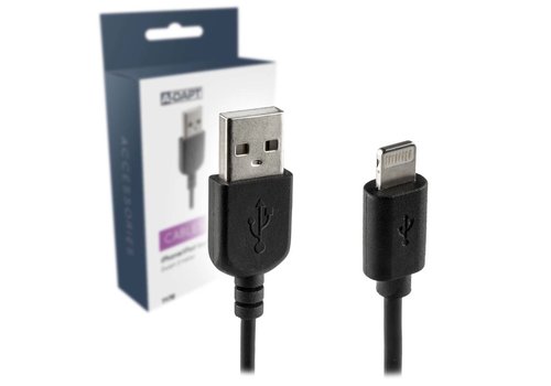  A-DAPT Laadkabel USB-A > Apple 8-pins 1m zwart 