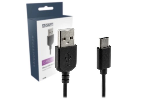  A-DAPT Data en Laadkabel USB-A > USB-C 2m Zwart 