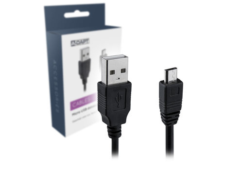  A-DAPT Data en Laadkabel USB-A > Micro USB 1m Zwart 