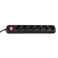 TCD 6Voudig  + RA  1.5 Meter  Zwart + Schakelaar