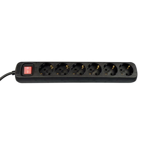  VB Extend TCD 6Voudig  + RA  1.5 Meter  Zwart + Schakelaar 