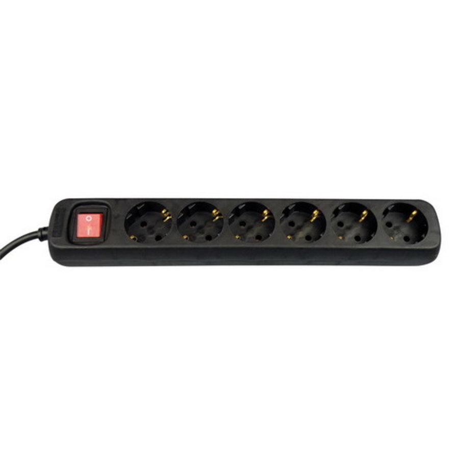 TCD 6Voudig  + RA  1.5 Meter  Zwart + Schakelaar-1