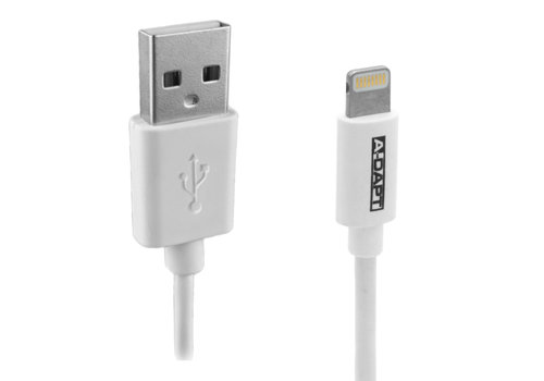  A-DAPT Data en laadkabel USB-A > Apple 8-pins MFI 2m wit 