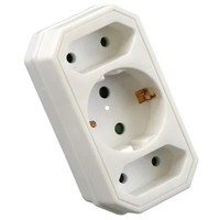 Verdeelstekker 2x euro + 1x RA verticaal wit