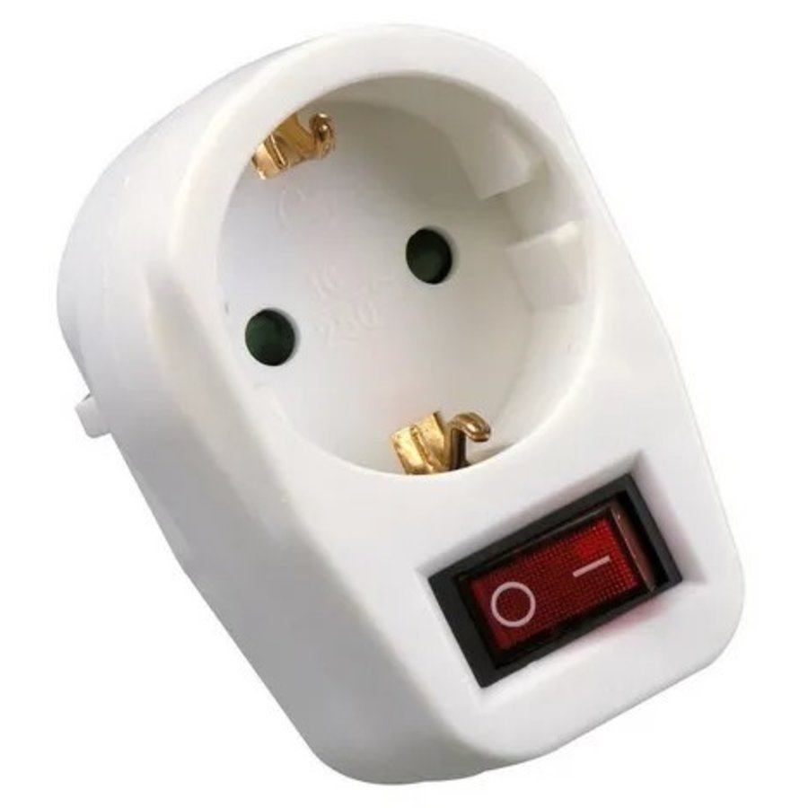 Doorvoerstekker 1V + RA + schakelaar wit-1