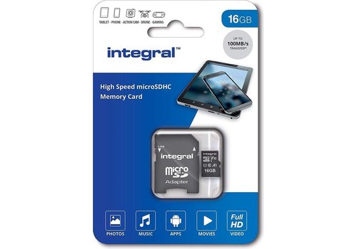  Integral 16GB V10 High Speed microSDHC card -class 10 -up to 100MB/s 