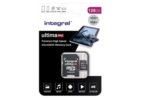  Integral 128GB V30 UltimaPro High Speed microSDXC- class 10- 100MB/s read - 50MB/s write 