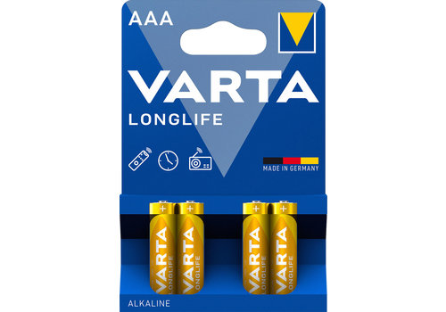 Varta Longlife Alkaline AAA / LR03  blister 4 (incl. vwb)   Varta Longlife Alkaline AAA / LR03  blister 4 (incl. vwb)
