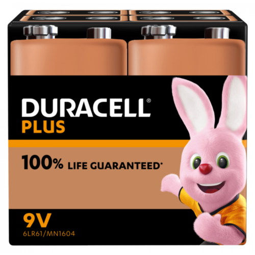  Duracell MN1604 9V Plus 100% Alkaline 4-pack 