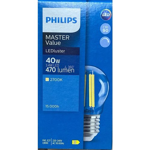  Philips Master VLE Kogel 3.4-40W E27 927 Helder Dimbaar 