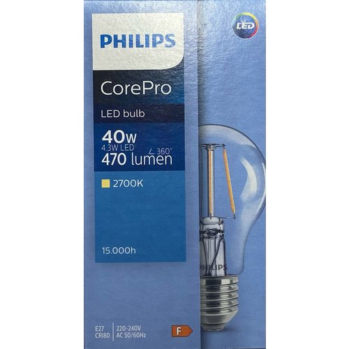  Philips CorePro Normaal 4.3-40W E27  827 Helder (incl.  vwb) 