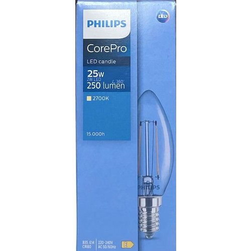  Philips CorePro Kaars 2-25W E14 827 Helder 