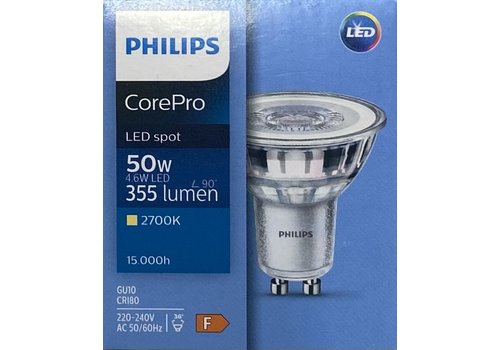  Philips Corepro LEDspot 4.6-50W GU10 827 36D 