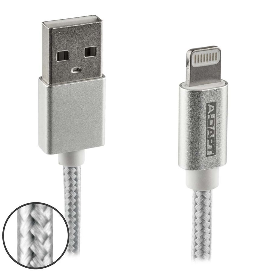 Data en laadkabel USB-A > Apple 8-pins MFI 1m zilver-1