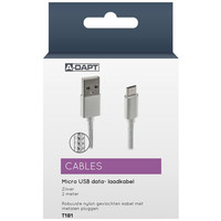 thumb-Data en Laadkabel USB-A > Micro USB Nylon 2m zilver-1