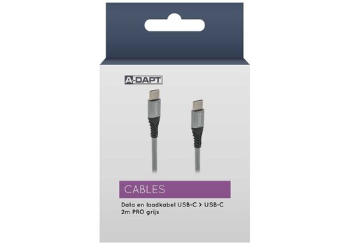  A-DAPT Data-/laadkabel USB-C > USB-C 2m PRO grijs 