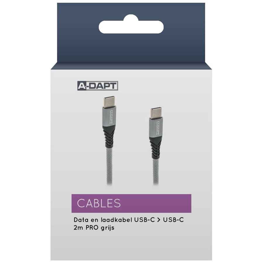 Data en Laadkabel USB-C > USB-C 2m PRO grijs-2