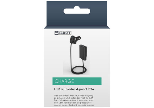  A-DAPT Autolader 4xUSB 9,6A zwart 