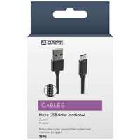 thumb-Data en Laadkabel USB-A > Micro USB Nylon 1m zwart-1