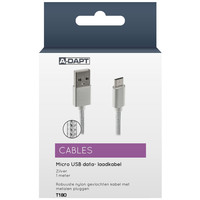 thumb-Data en Laadkabel USB-A > Micro USB Nylon 1m zilver-1