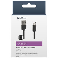 thumb-Data en Laadkabel USB-A > Micro USB Nylon 2m zwart-1