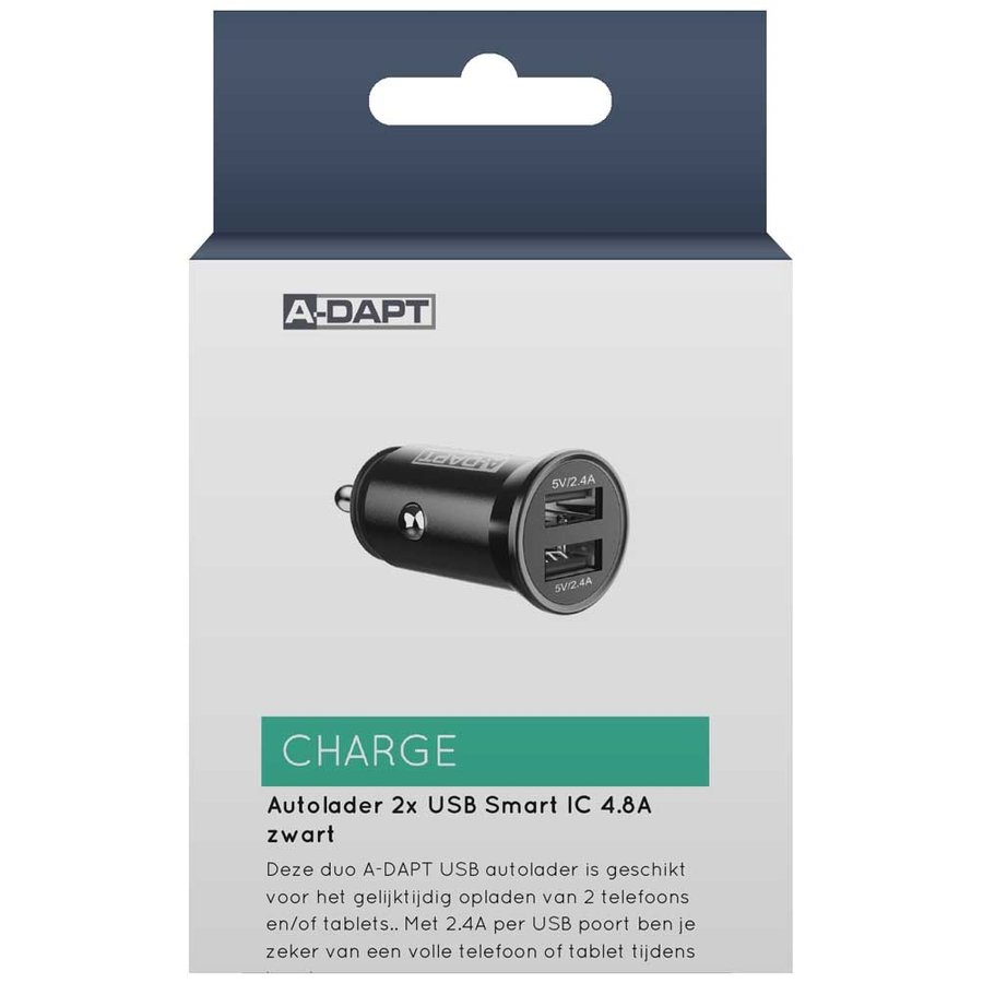 Autolader 2x USB Smart IC 4.8A Zwart-2