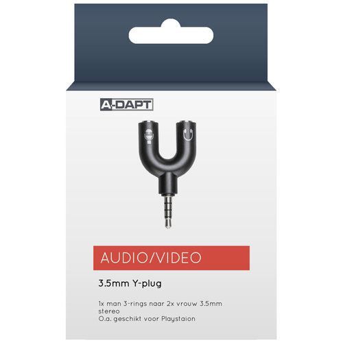  A-DAPT Audioplug Y-verloop 3,5mm zwart 