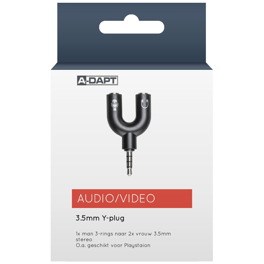 Audioplug Y-verloop 3,5mm zwart-1