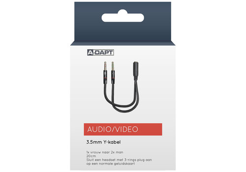  A-DAPT Audiokabel Y-verloop 3,5mm zwart 