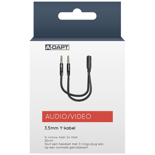  A-DAPT Audiokabel Y-verloop 3,5mm zwart 