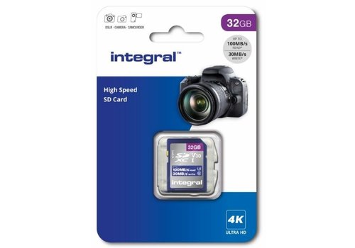  Integral 32GB High Speed SD card 100MB/S SDHC/XC V30 UHS-I U3 