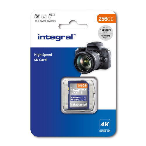  Integral 256GB High Speed SD card 100MB/S SDHC/XC V30 UHS-I U3 