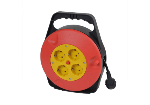  GHM Kabelhaspel | Met 4 Stopcontacten | 5 Meter 