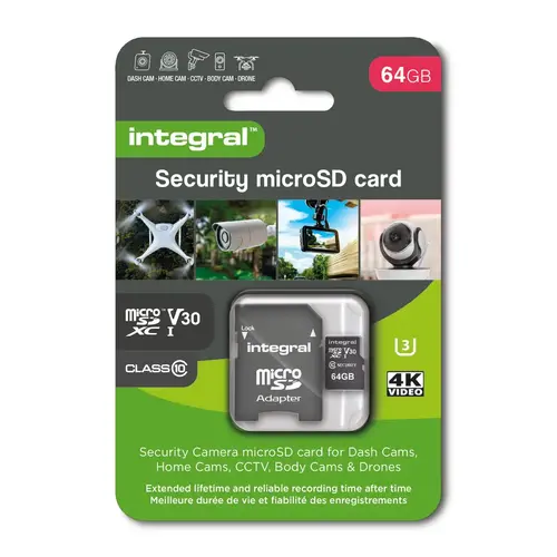  Integral 64GB microSDXC Security Card - V30 