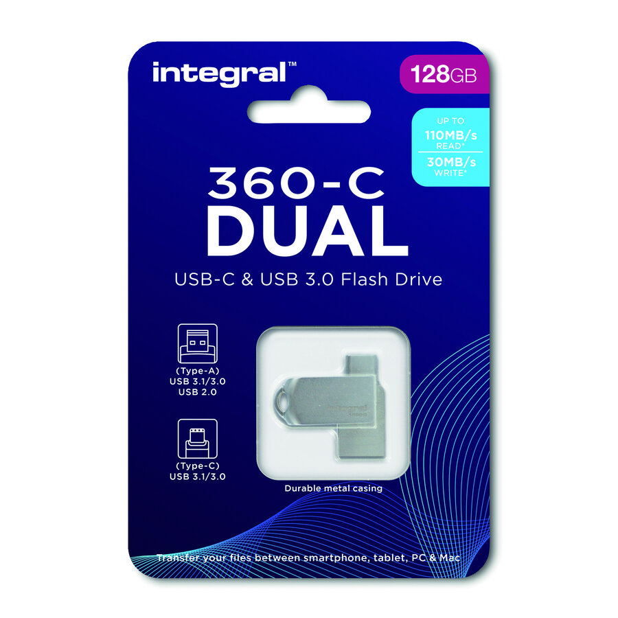 128GB 360-C Dual Metal Type-C / USB 3.0 Flash Drive-1