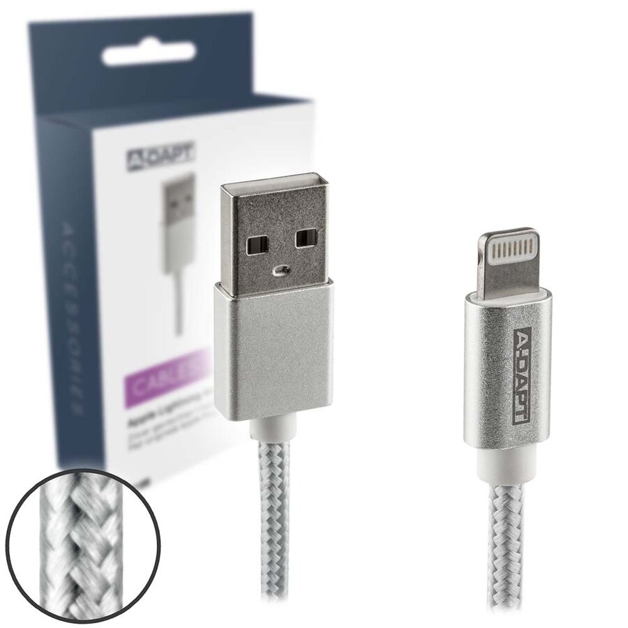 Data en Laadkabel USB-A > Apple 8-pins MFI 1m zilver-1