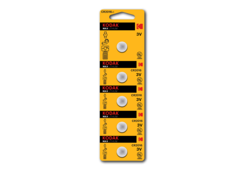  Kodak CR2016 Max lithium battery blister 5 