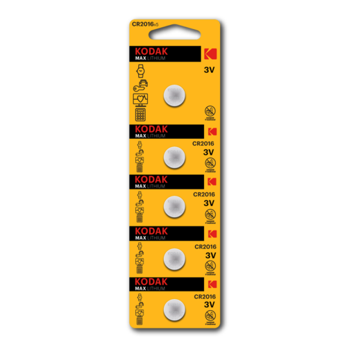  Kodak CR2016 Max lithium battery blister 5 