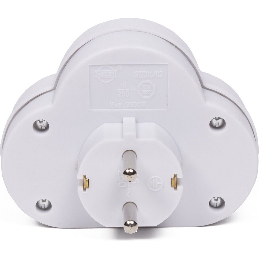 Doorvoerstekker 2V + RA +schakelaar met controlelamp wit-3