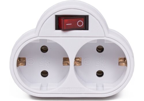  VB Extend Doorvoerstekker 2V + RA +schakelaar met controlelamp wit 