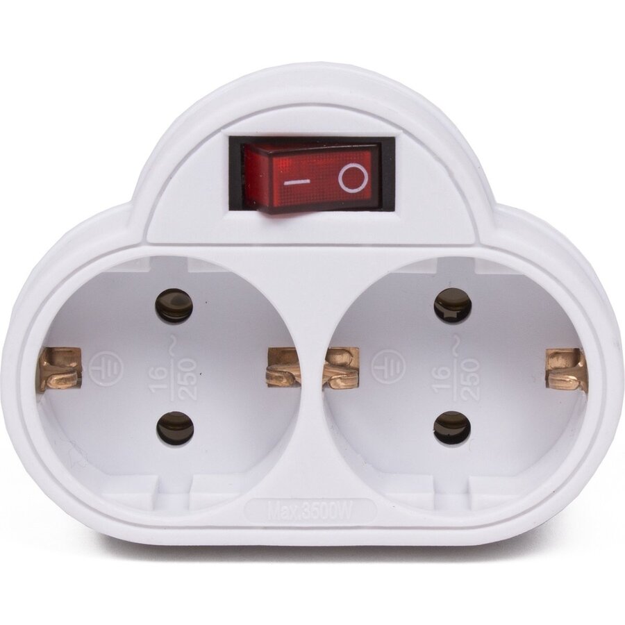 Doorvoerstekker 2V + RA +schakelaar met controlelamp wit-1