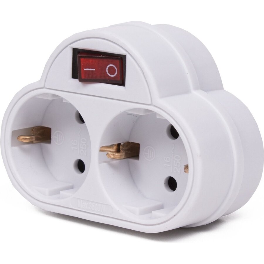 Doorvoerstekker 2V + RA +schakelaar met controlelamp wit-2