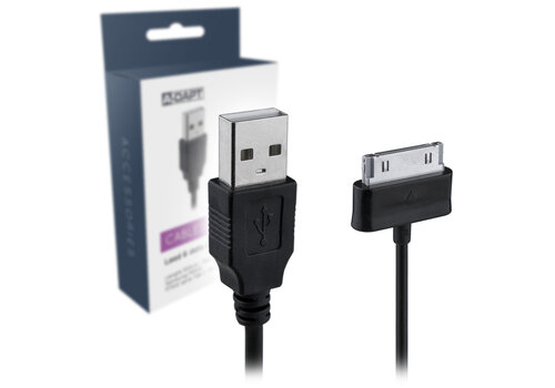  A-DAPT Data en Laadkabel USB-A > Samsung TAB zwart 