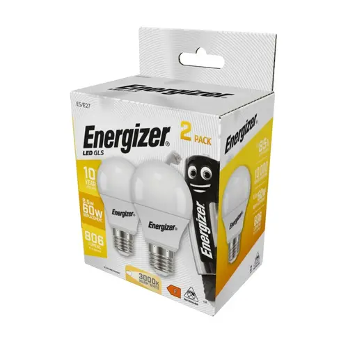  Energizer Normaal E27 8,2W (60W) 3000K 806LM DUO PACK 
